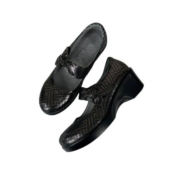 Alegria Ella Women SZ 36 Pewter Dazzle Mary Jane Pump Shoes Gray Metallic Comfy - Picture 5 of 12